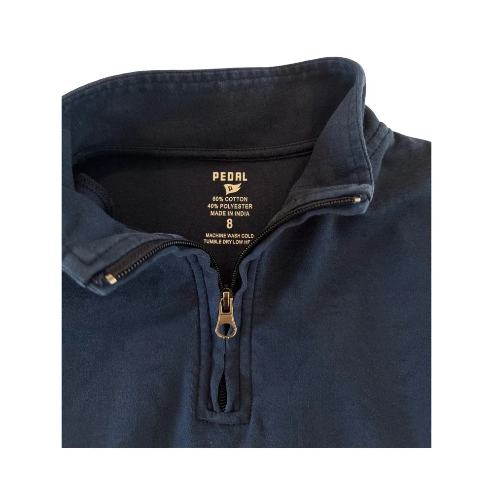 Pedal Kids Navy Blue Quarter Zip Pullover Long Sleeve Shirt Sweater Boys Size 8